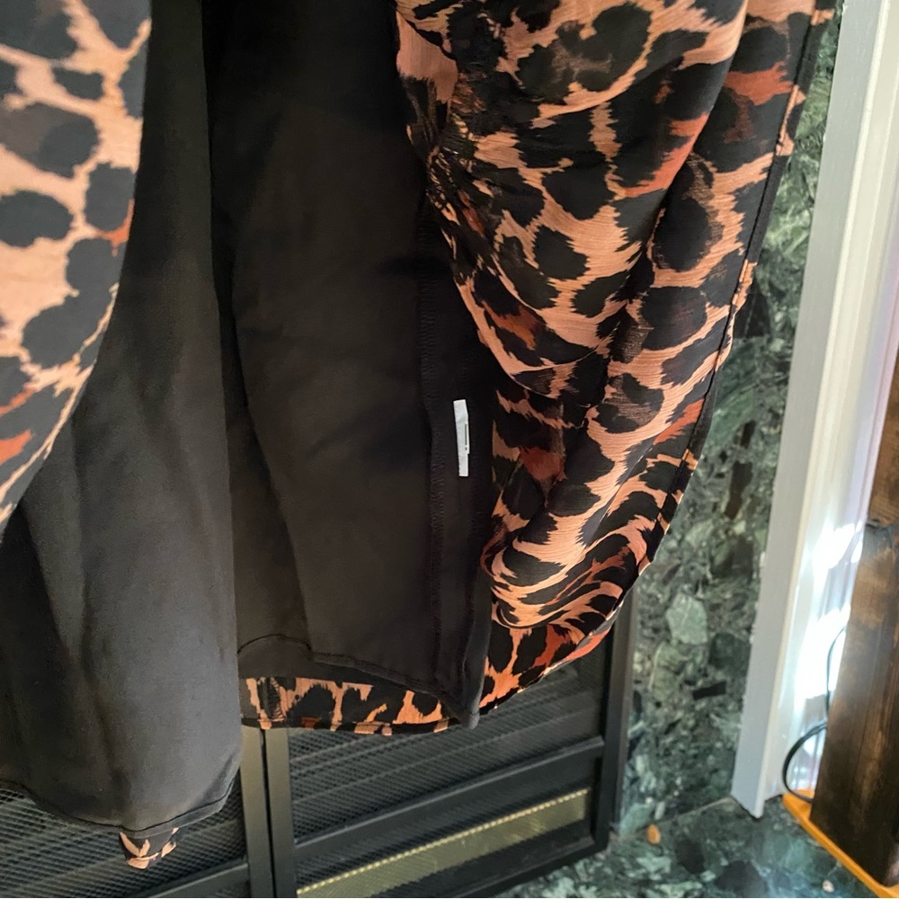 J. Crew Tie-Neck Dress in Leopard Crinkle Chiffon, size XXS, NWT - Picture 7 of 16